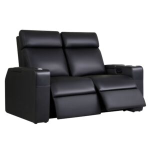 Zinea Kinosessel Imperial - 2 Sitzer Loveseat - Leder schwarz - elektrisch verstellbare Bein-, Rücken- & Kopflehne ; elektrisch verstellbare Lendenwirbelstütze, Becherhalter